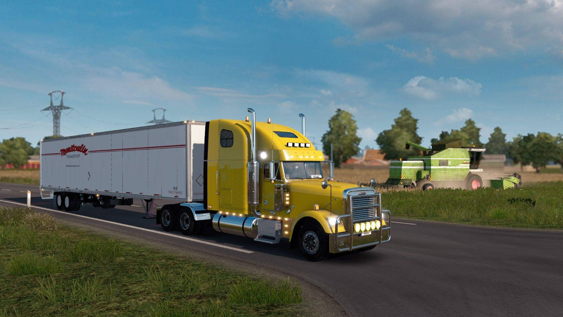 American Truck Simulator Yellow Trailer Truck Background