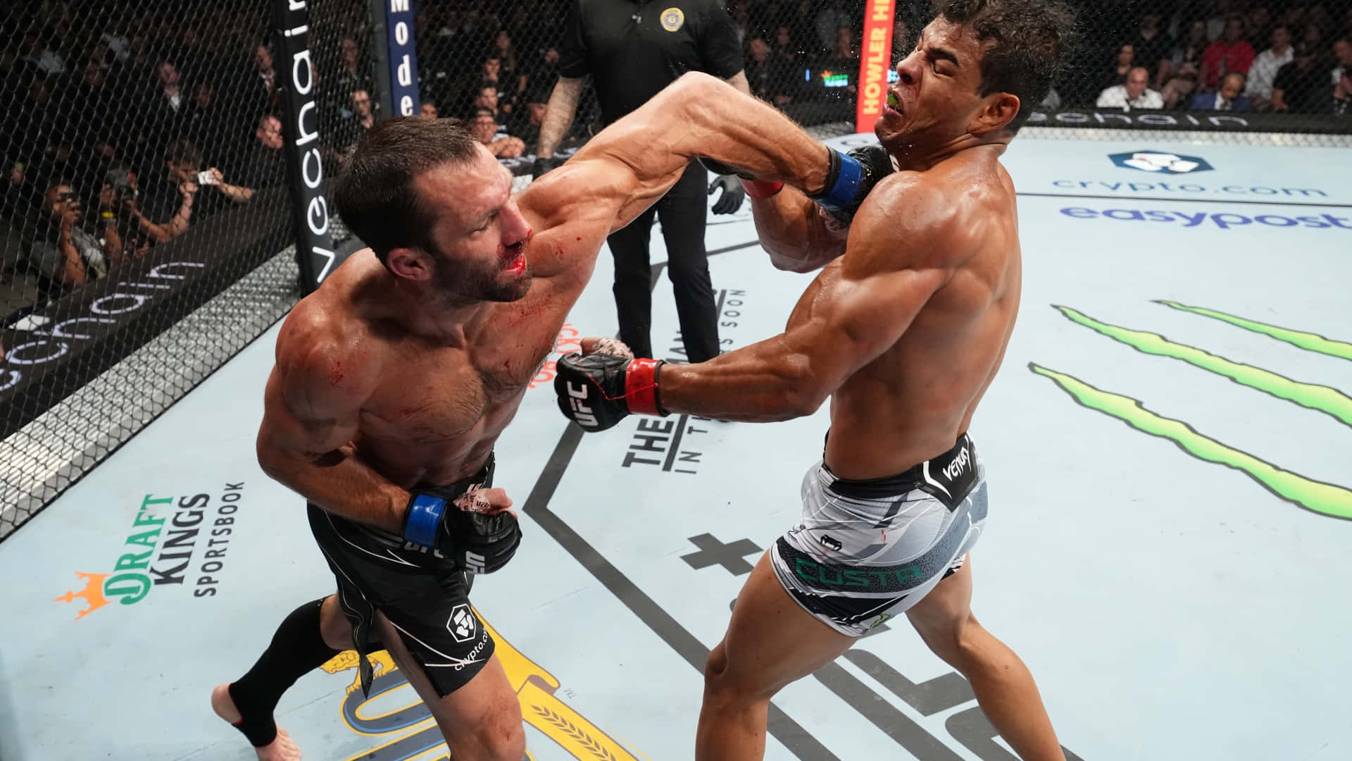 American Ufc Player Luke Rockhold With Brazilian Athlete Paulo Costa Background