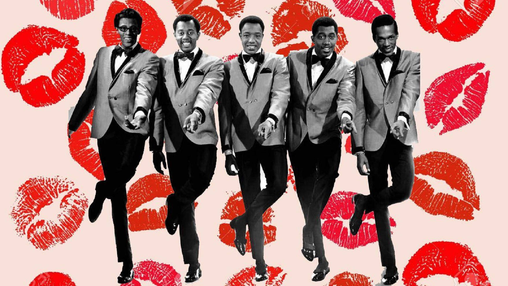 American Vocal Group The Temptations Kiss Marks Illustration Background