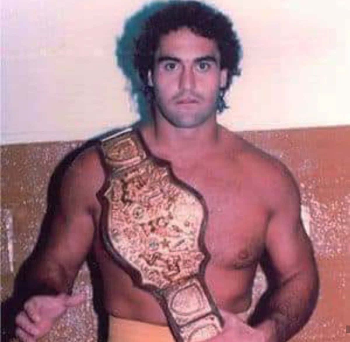 American Wcw Wrestler Mike Rotunda Holding Maple Leaf Championship Belt Background