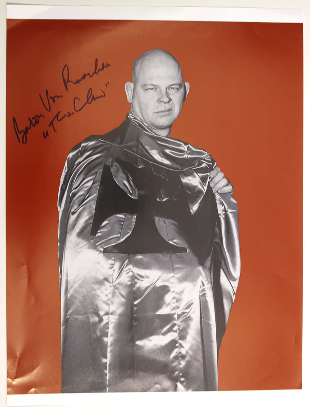 American Wrestler Baron Von Raschke Signed Portrait Background