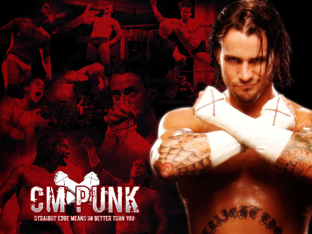 American Wrestler Cm Punk Red Poster Background