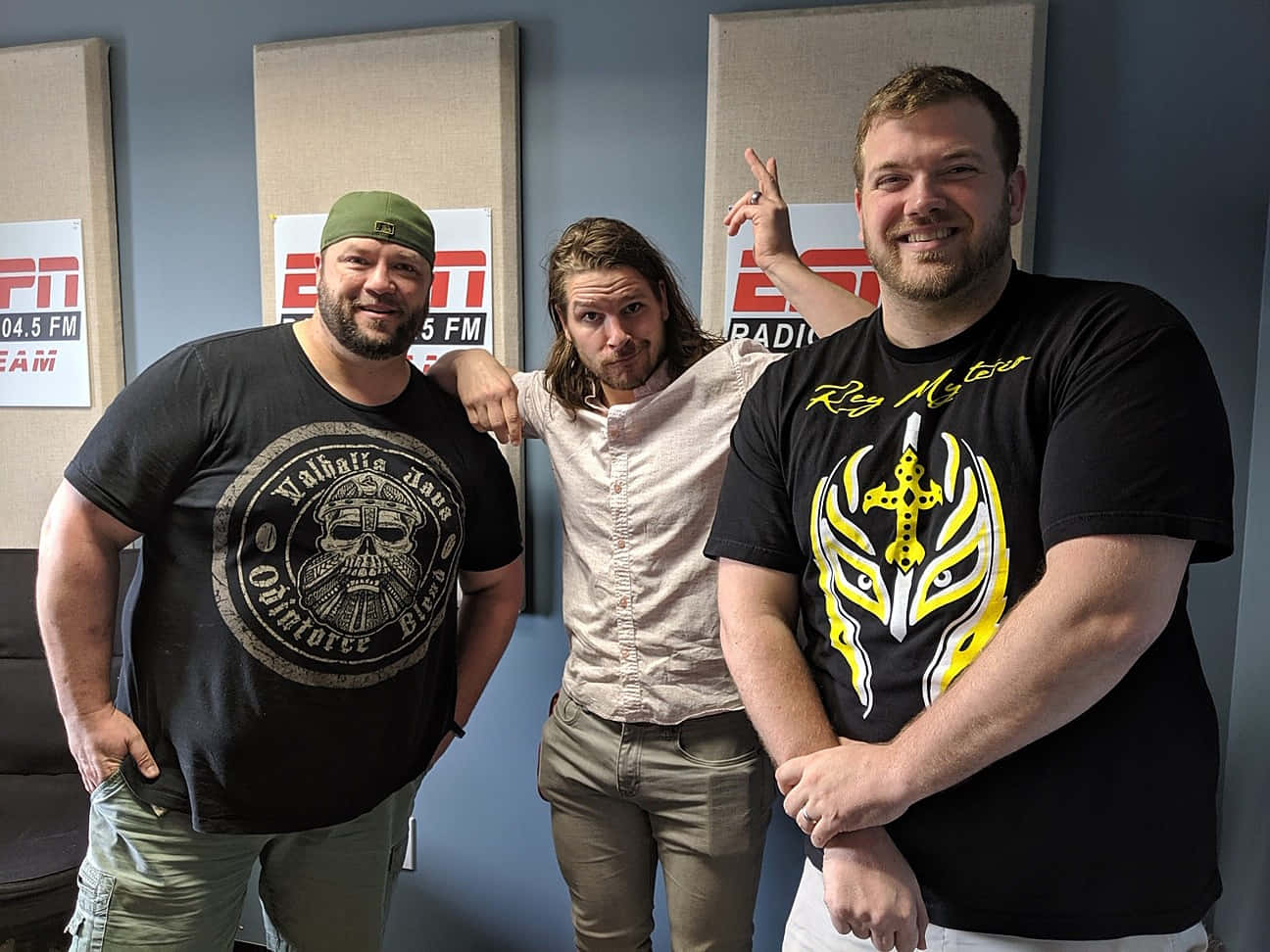 American Wrestler Dalton Castle With Levack And Goz Espn Background