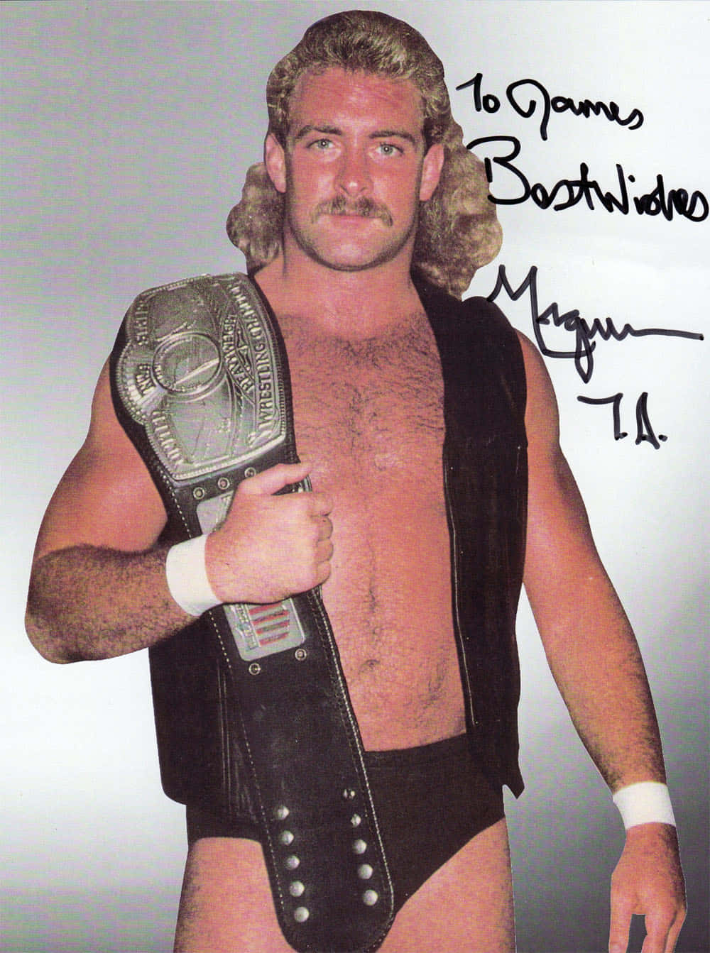 American Wrestler Magnum Ta Autographed Printed Portrait Background