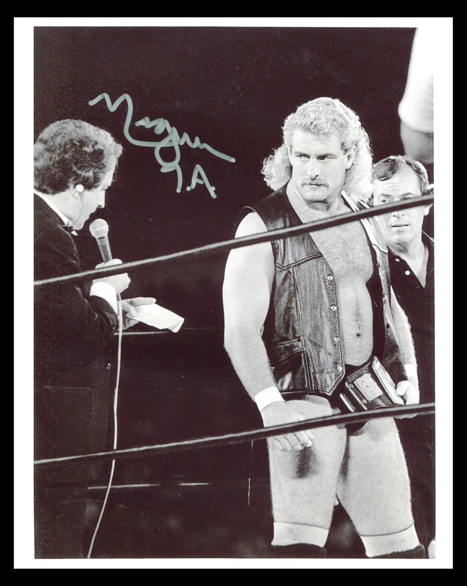 American Wrestler Magnum Ta Old Age Signed Portrait Background