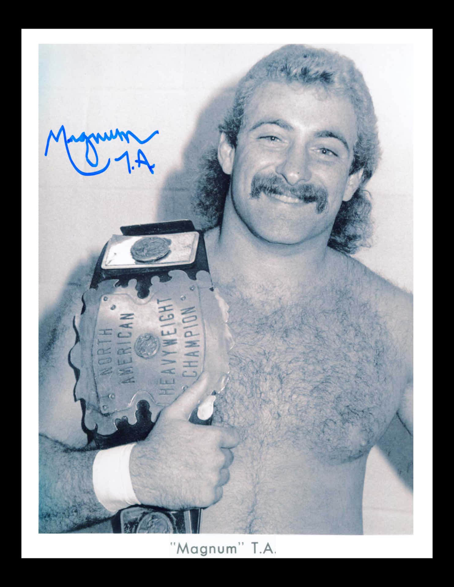 American Wrestler Magnum Ta Vintage Autographed Portrait Background