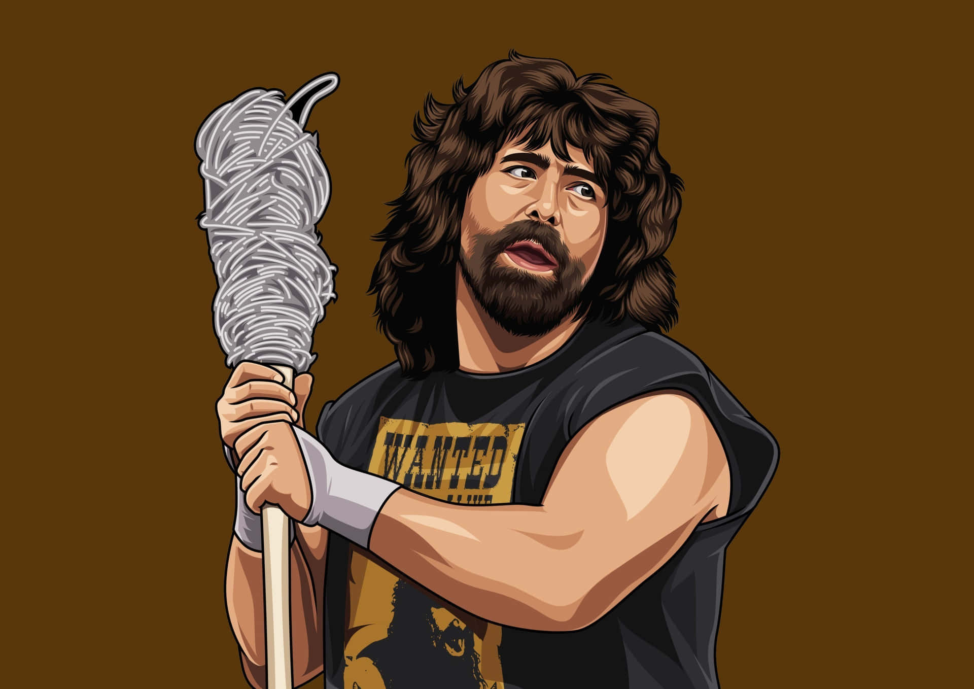 American Wrestler Mick Foley Digital Painting Background