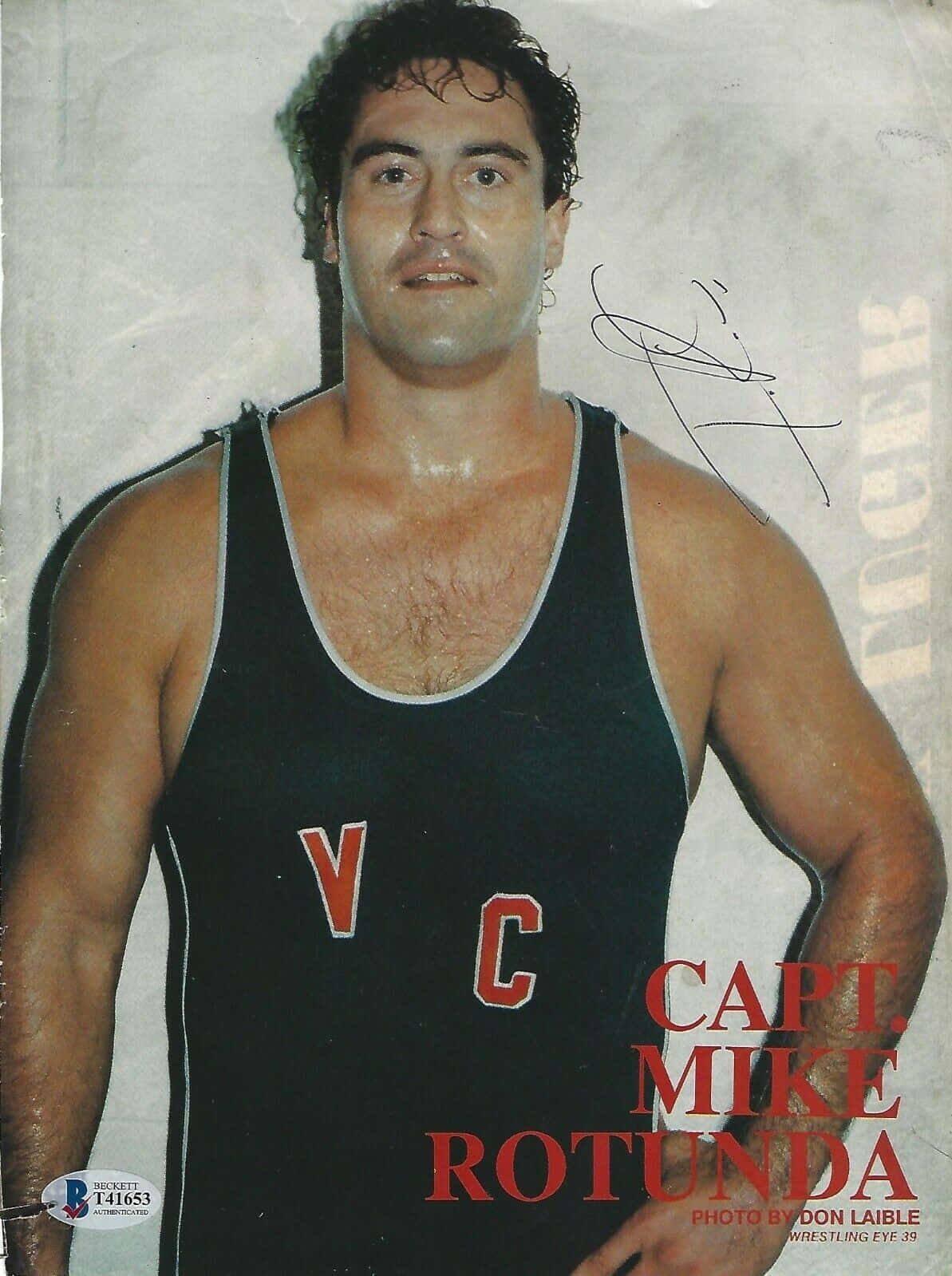 American Wrestler Mike Rotunda Signature Vintage Illustration Background