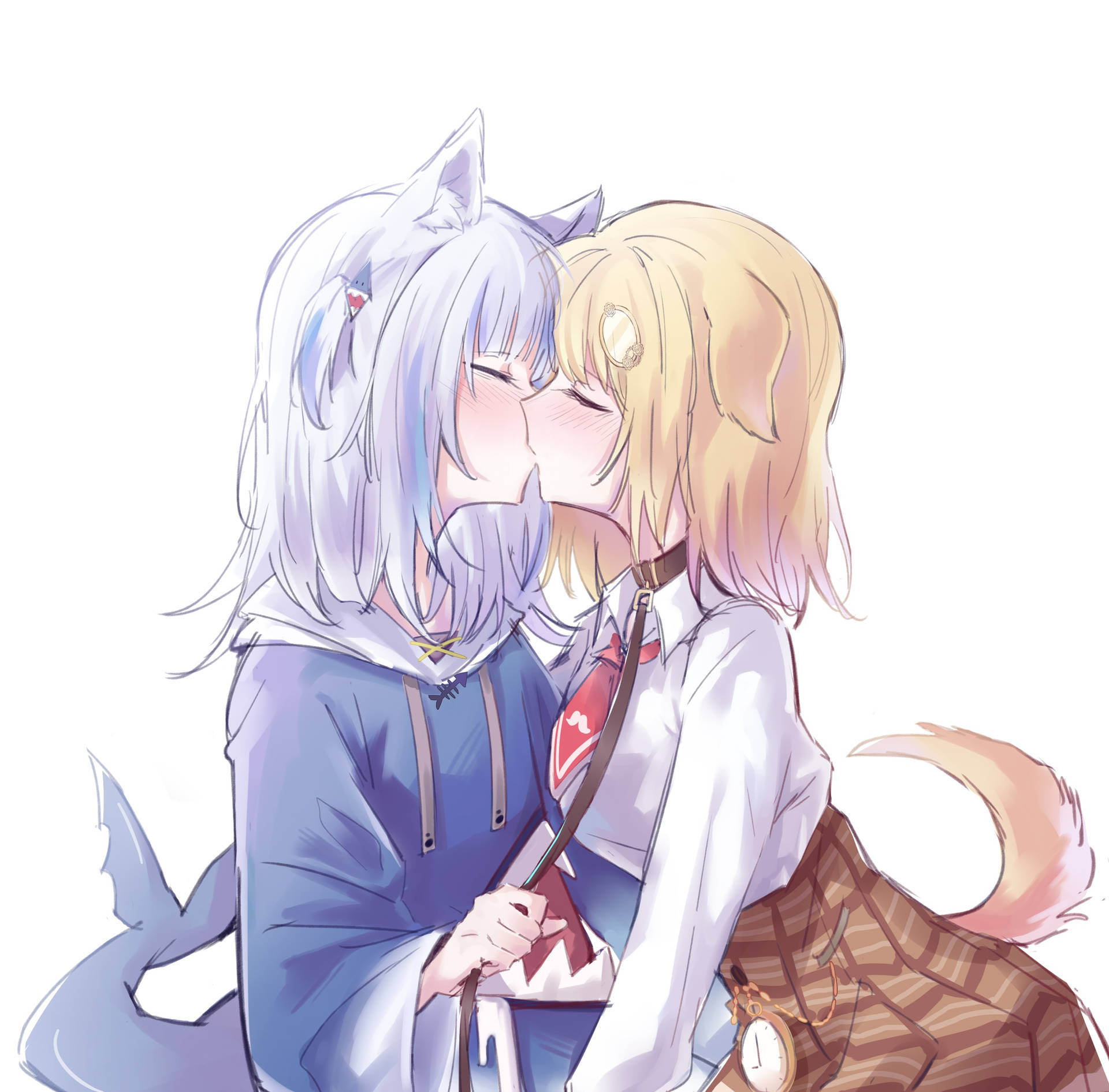 Amesame Girls Kissing Art