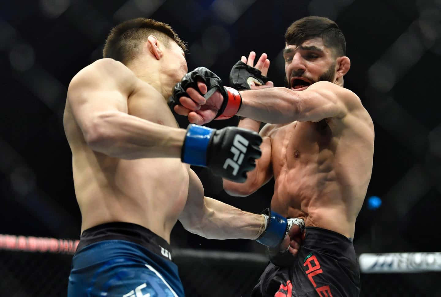 Amir Albazi Punching In Fight Background
