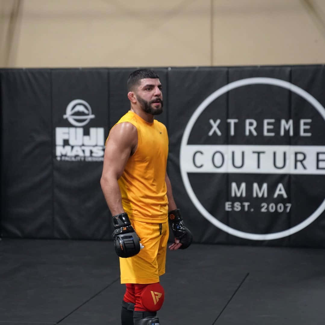 Amir Albazi Wearing Gloves Background