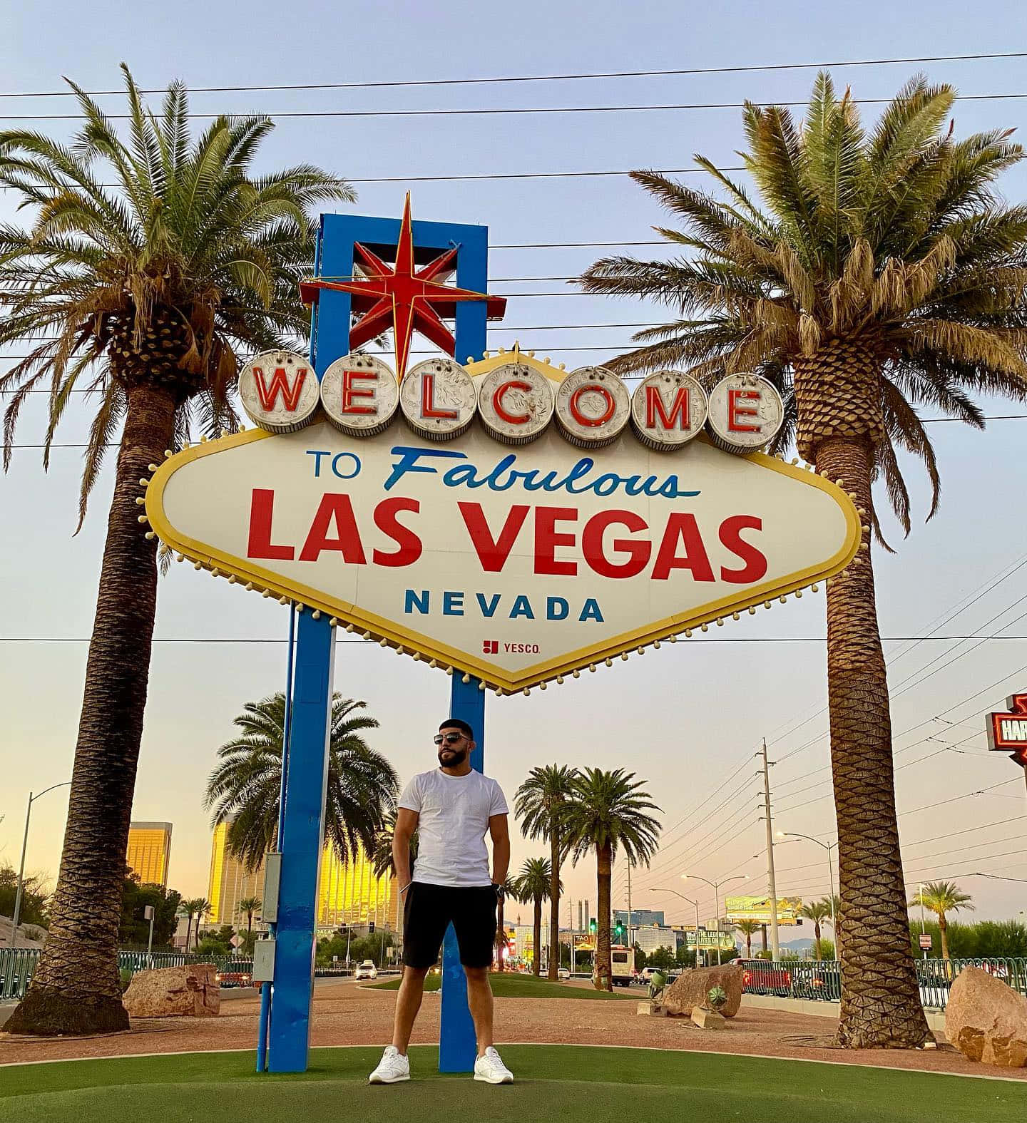 Amir Albazi With Las Vegas Sign Background