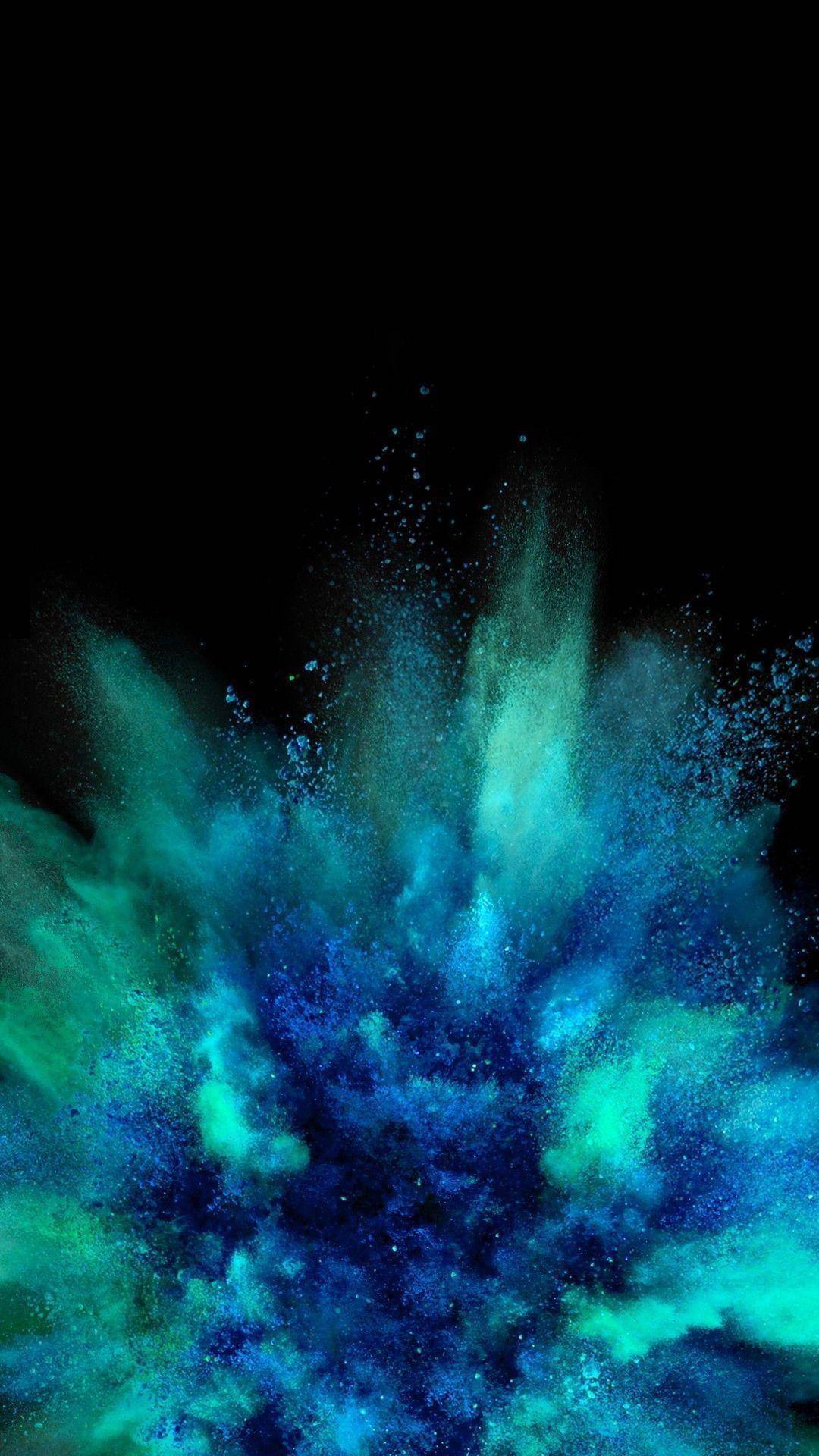Amoled Explosion Of Blue Powders Background