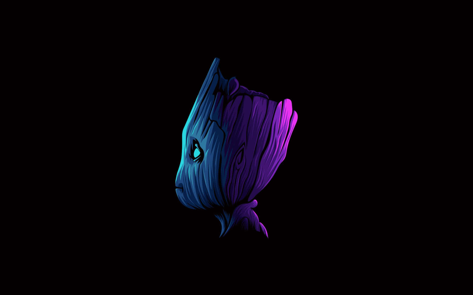 Amoled Laptop Neon Baby Groot Side Profile Background