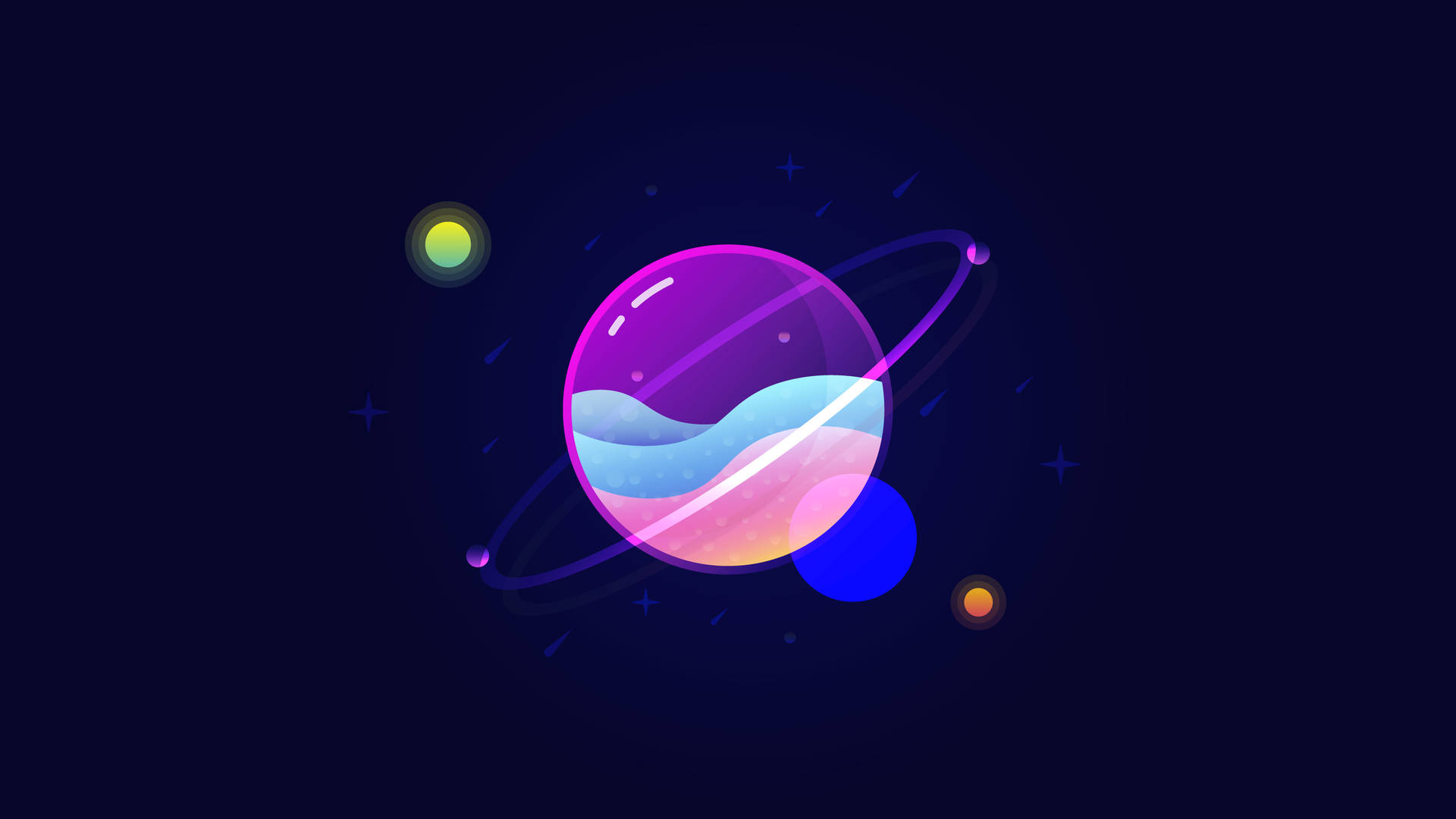 Amoled Neon Planets Background