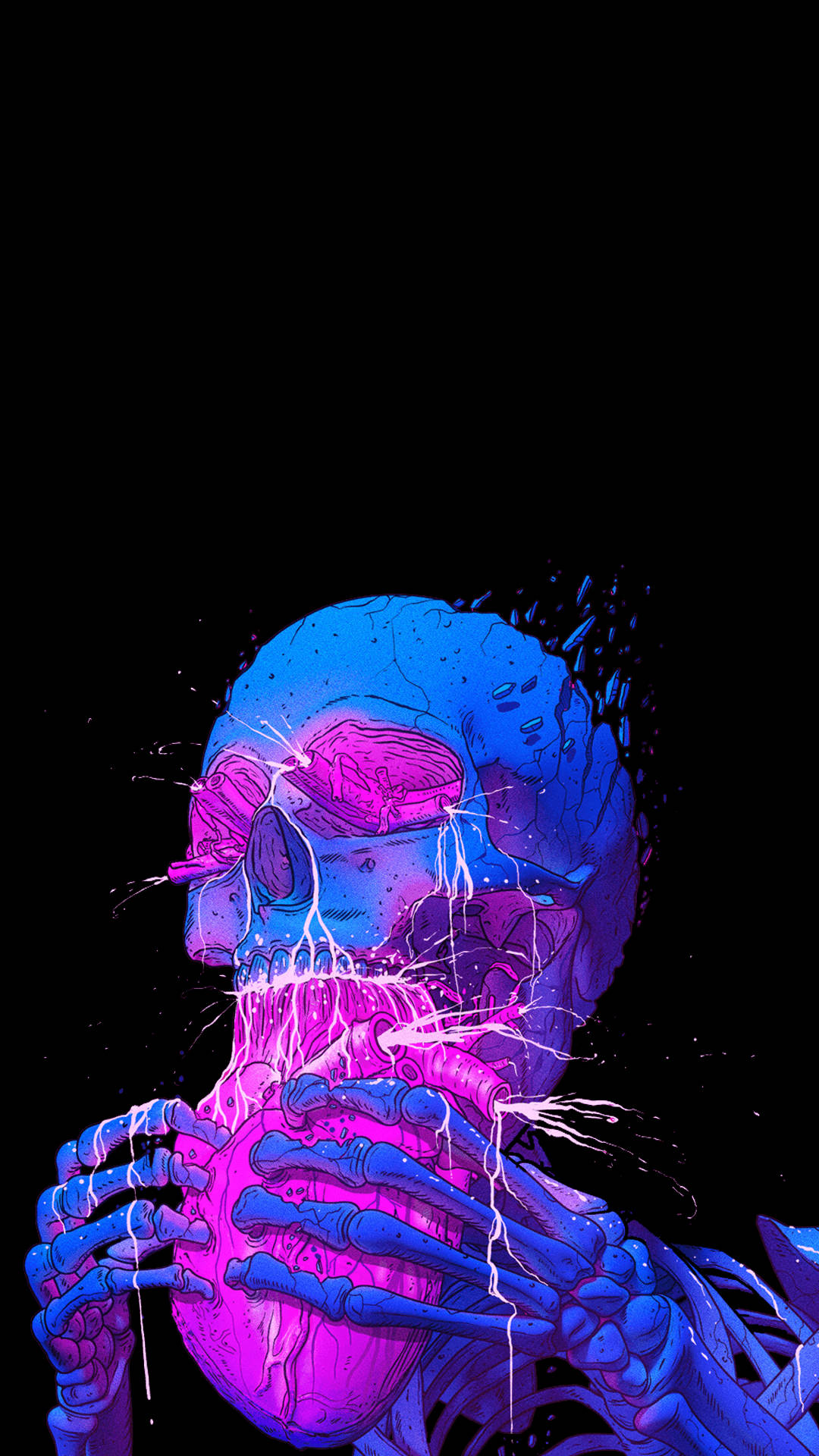 Amoled Neon Trippy Skeleton Background