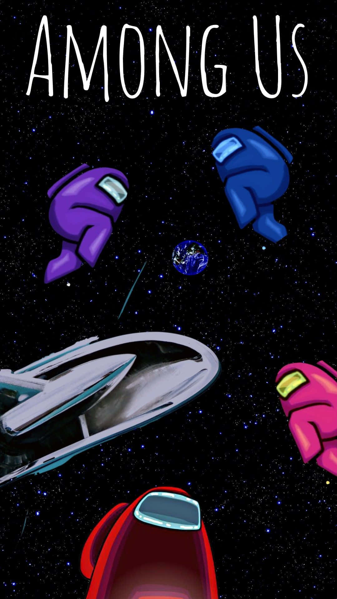 Among Us Cool Crewmates In Space Background