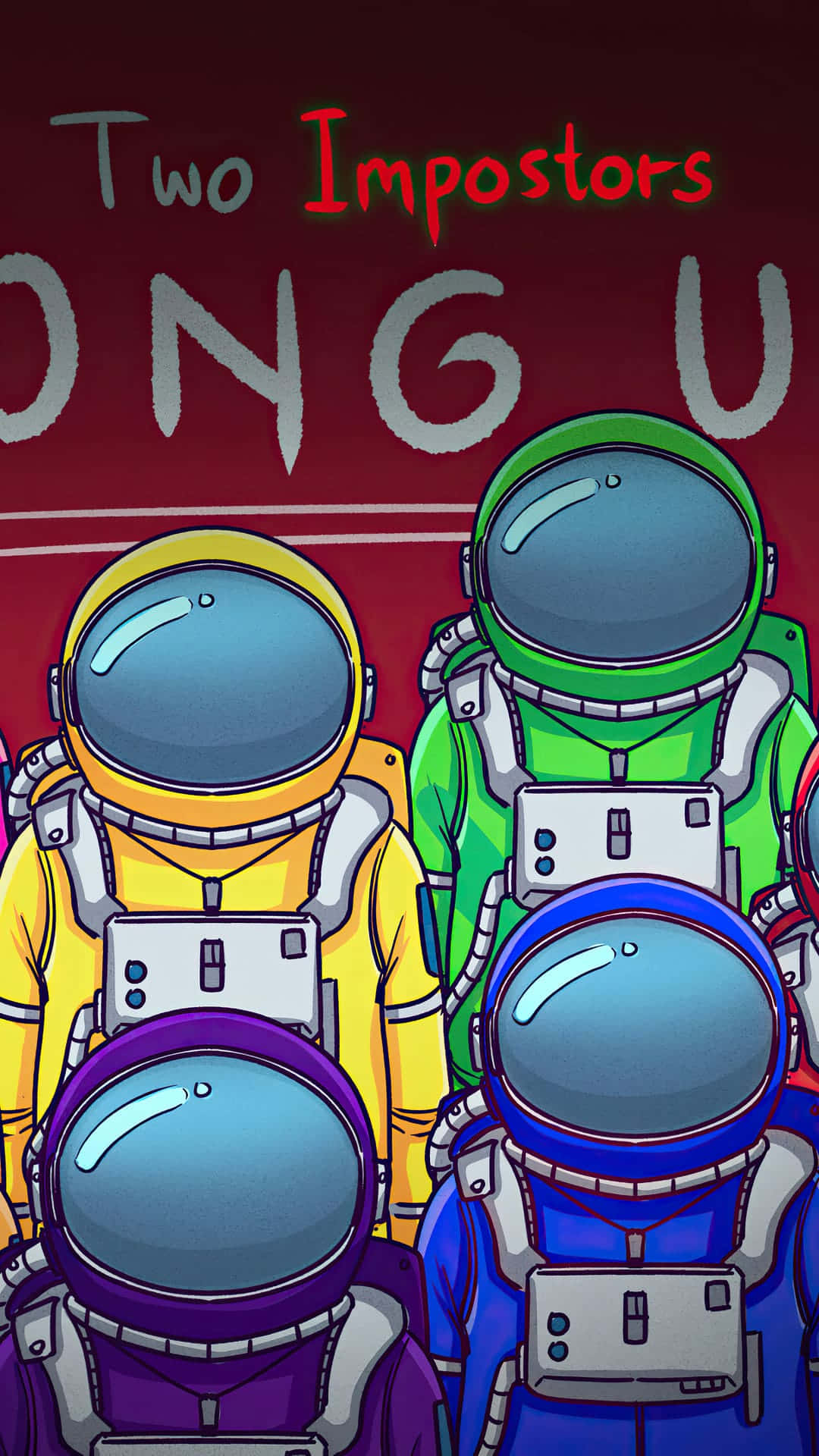 Among Us Galaxy Colorful Astronaut Suits Background