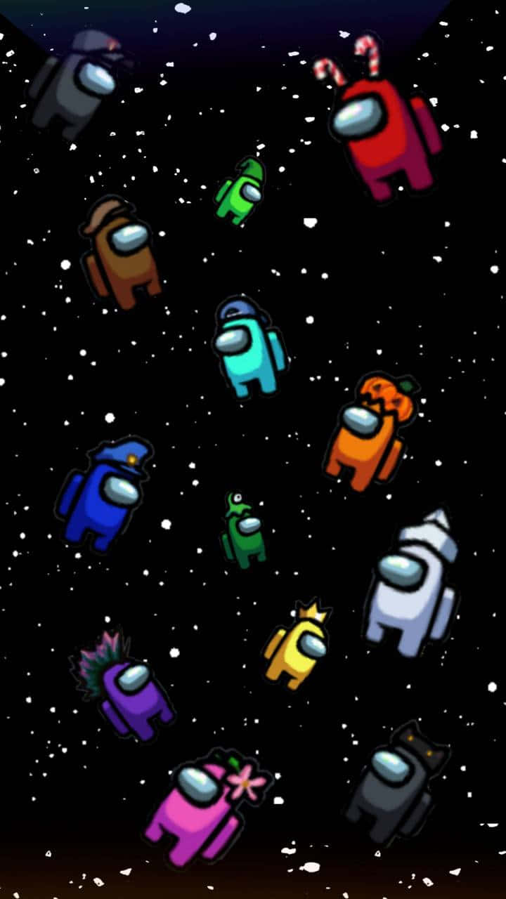 Among Us Galaxy Colorful Characters Portrait Background