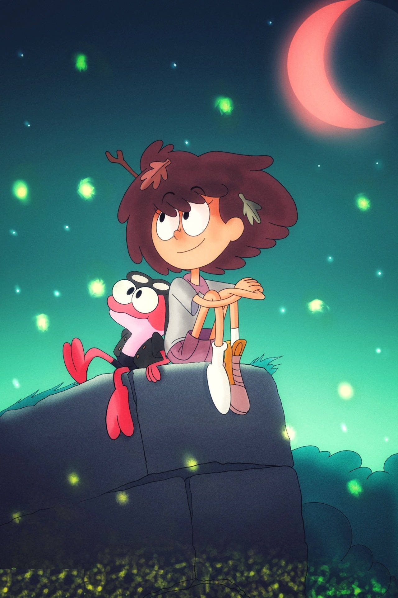 Amphibia Anne And Sprig Night Background