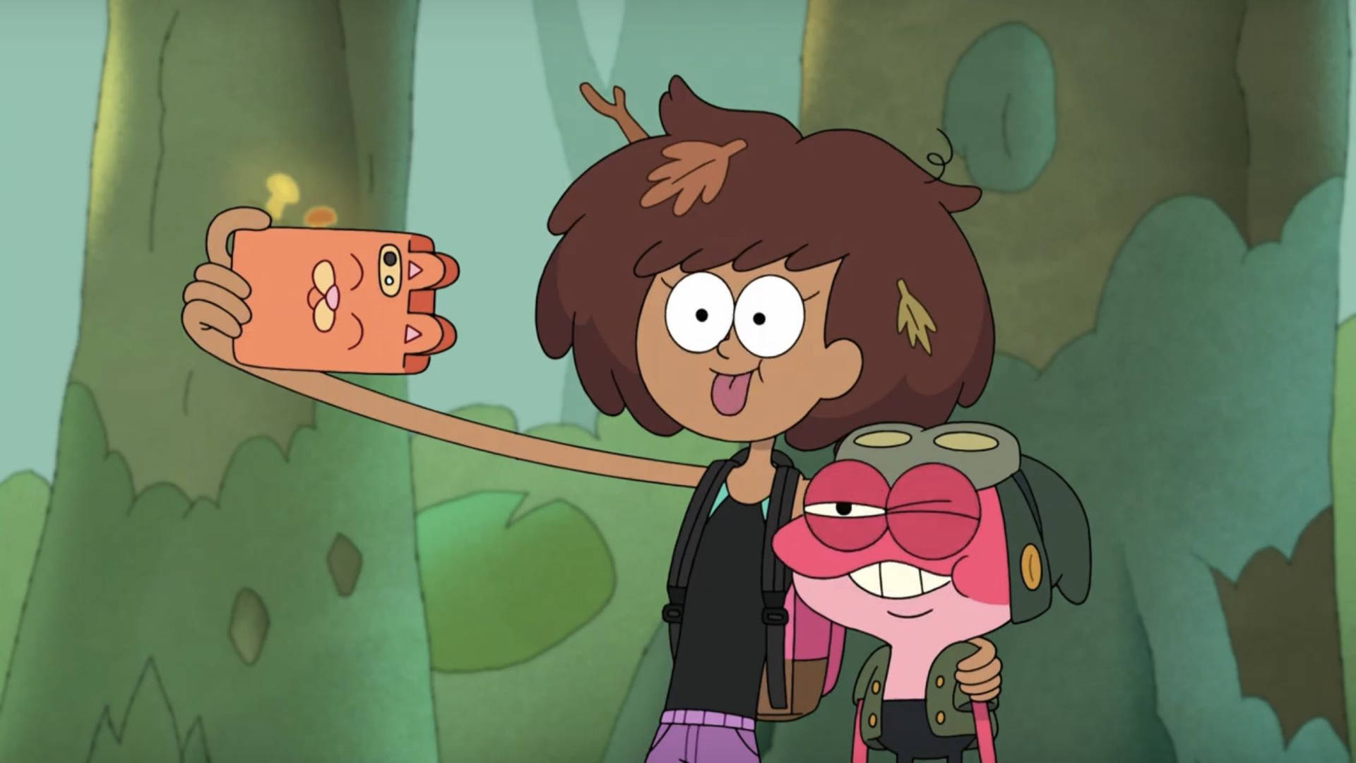Amphibia Anne And Sprig Selfie Background