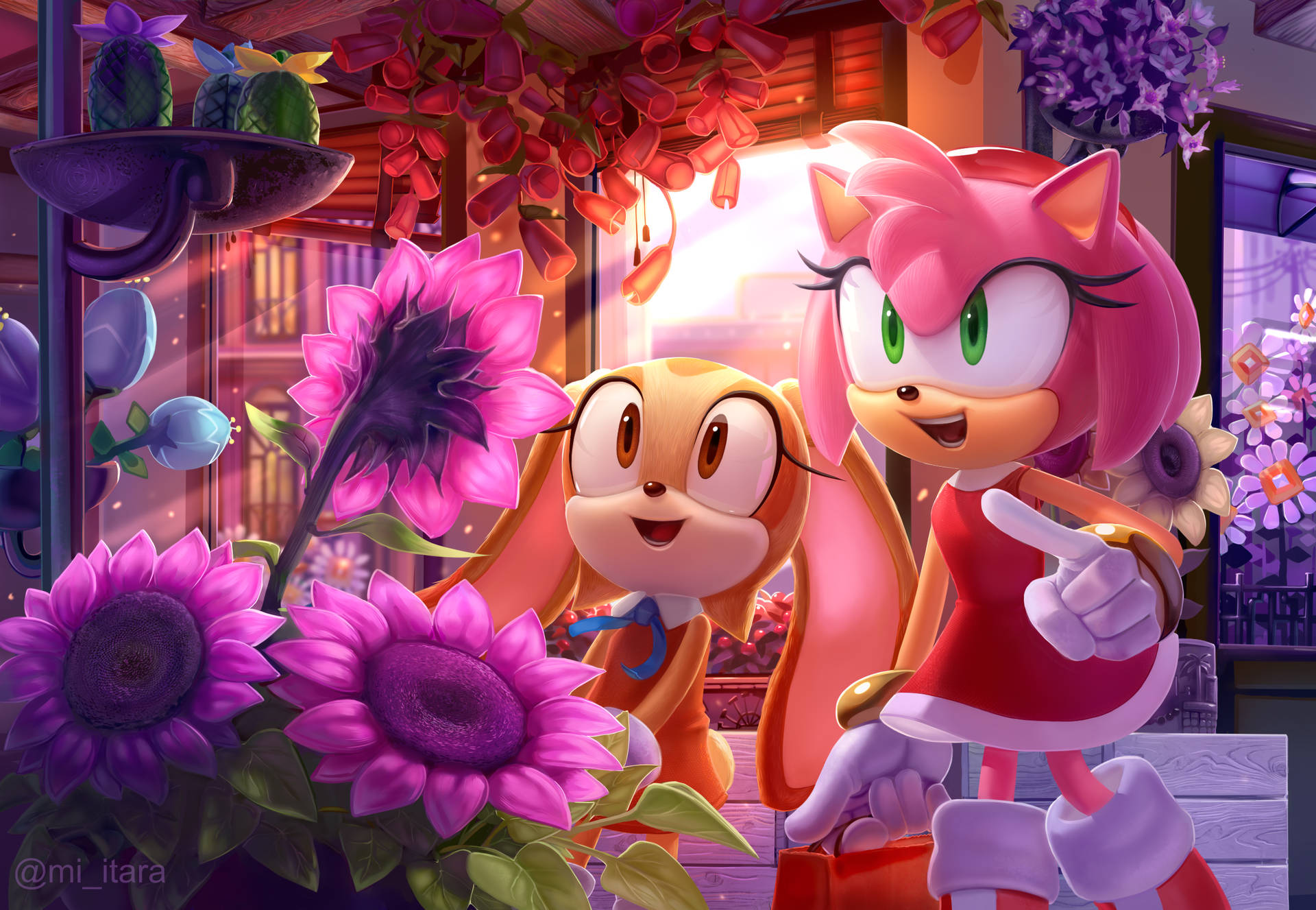 Amy Rose And Cream Garden Background