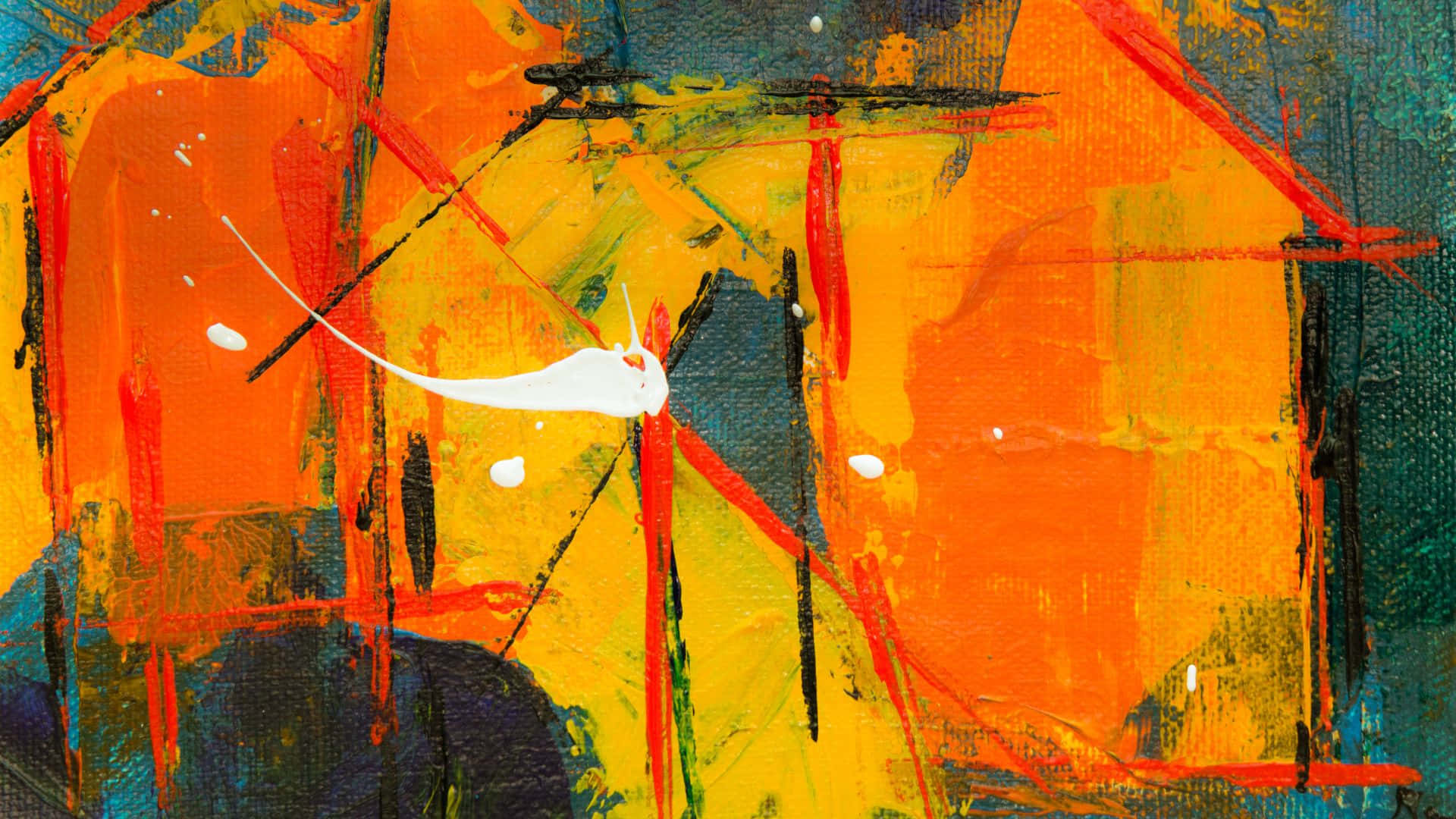 An Abstract Painting Featuring Bright Elements Composed In A Stunning Array.