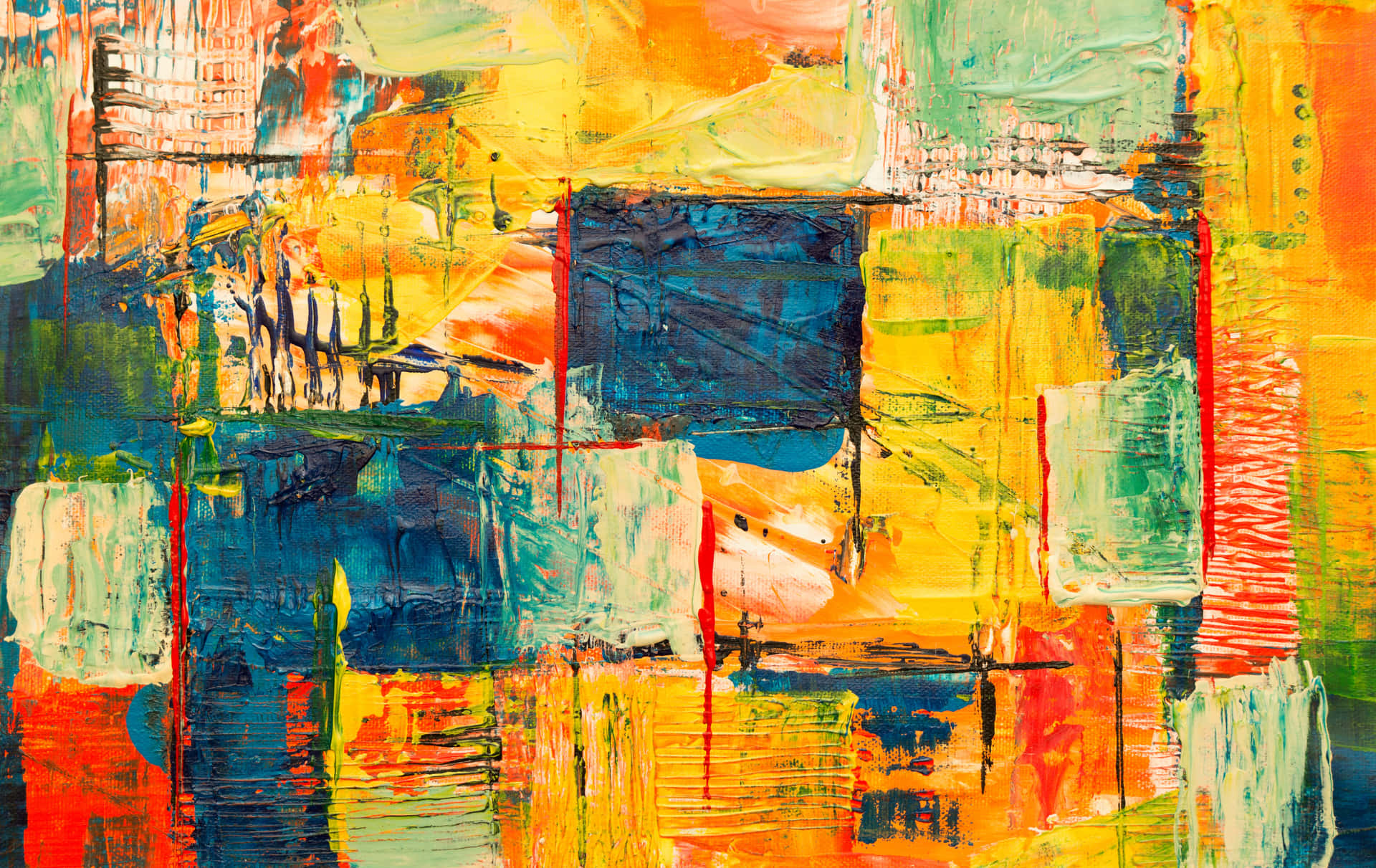An Abstract Painting With Bright Colors And Squares Background