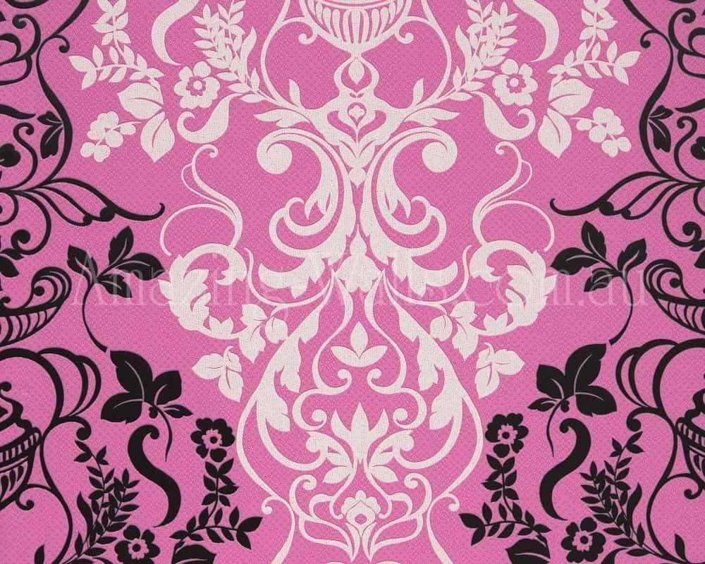 An Abstract Pattern Of Interweaving Shapes In Pink, Black, And White