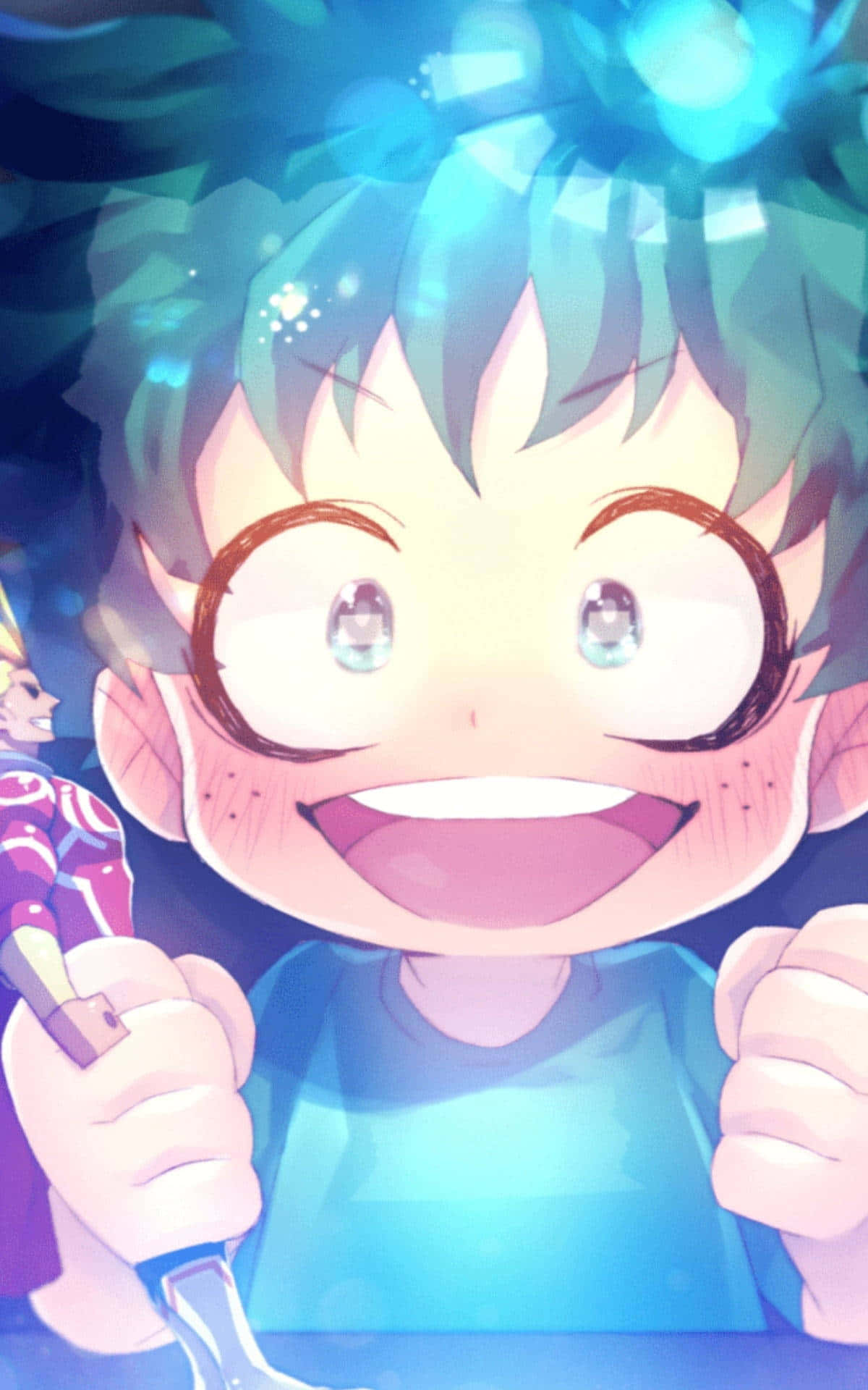 An Adorable Baby Deku With Hopeful Smiles Background