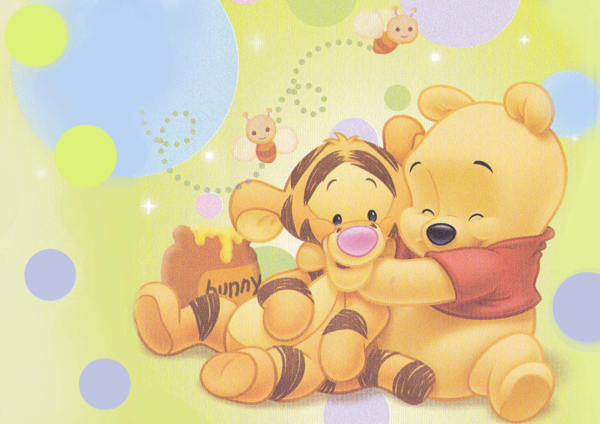 An Adorable Desktop Wallpaper With Winnie The Pooh Background