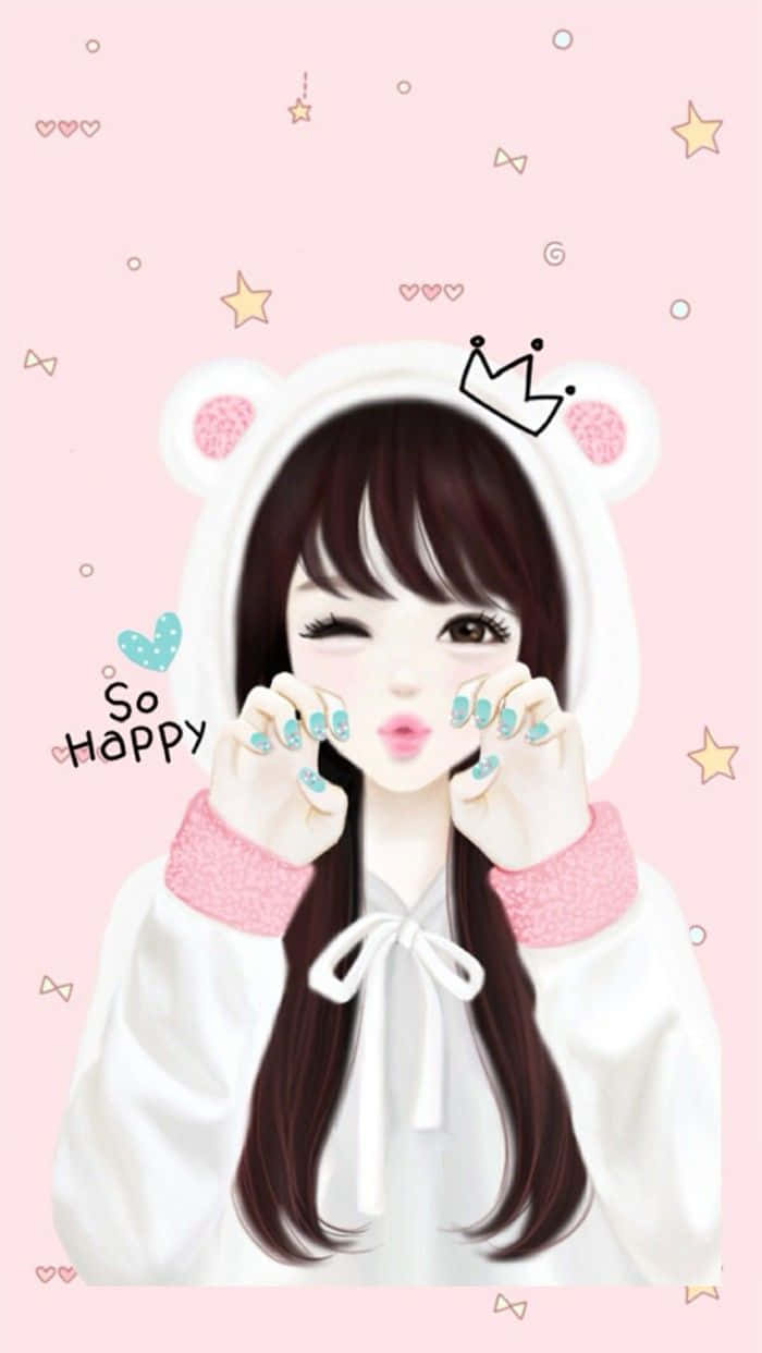 An Adorable Girly Girl Posing With A Bright Smile Background