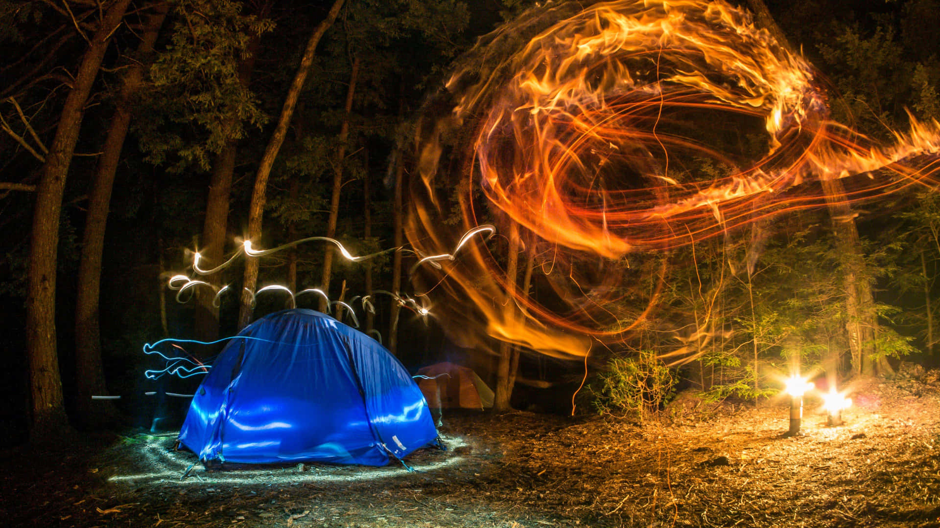 An Adventurous Outdoor Camping Night Background