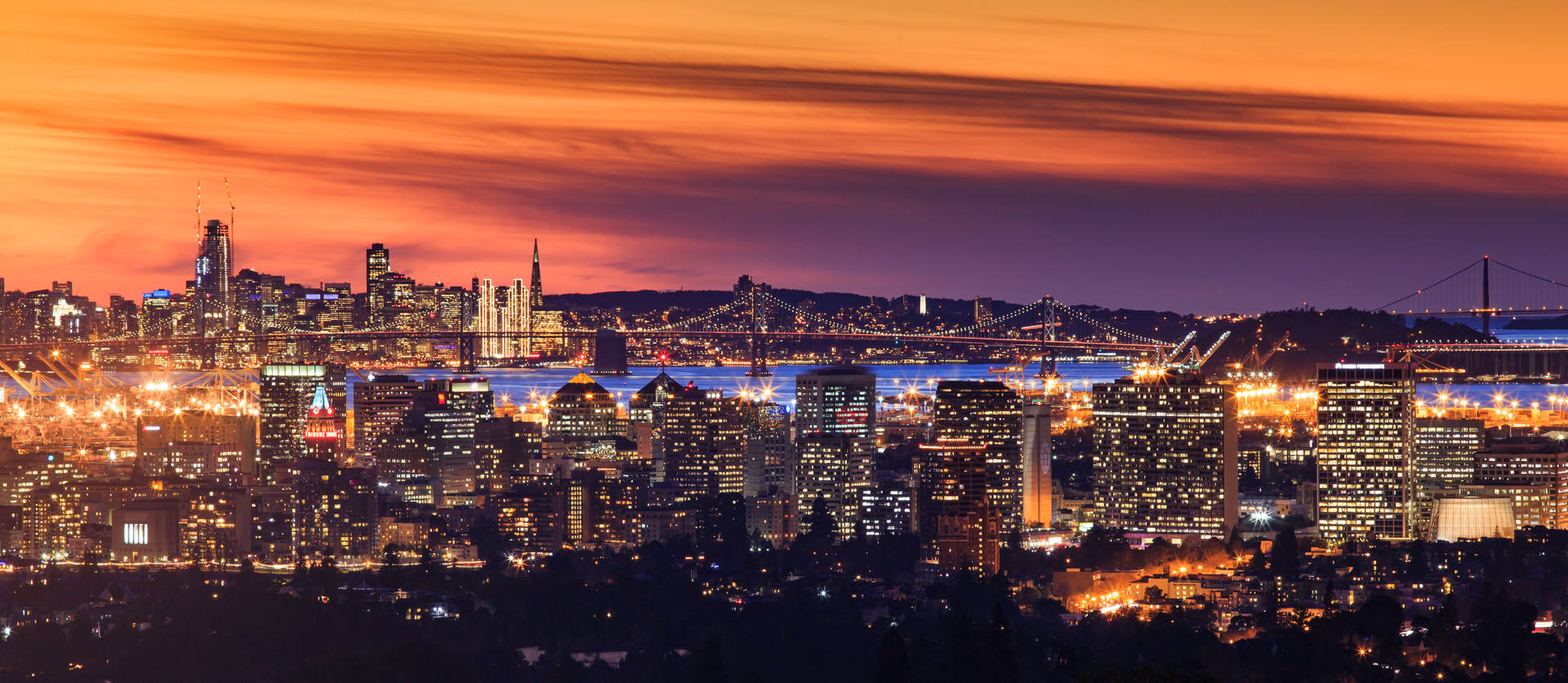 An Aerial View Of Downtown San Francisco From Coit Tower. Background