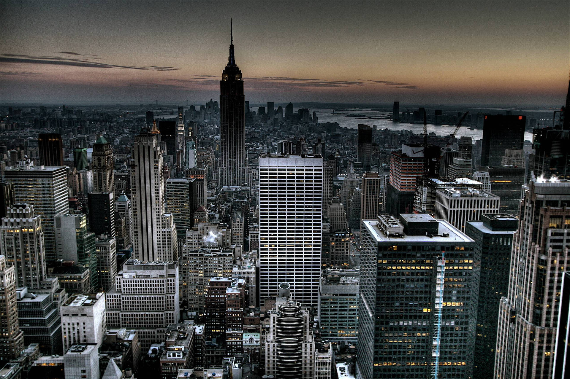 An Aerial View Of The Iconic New York City Skyline. Background