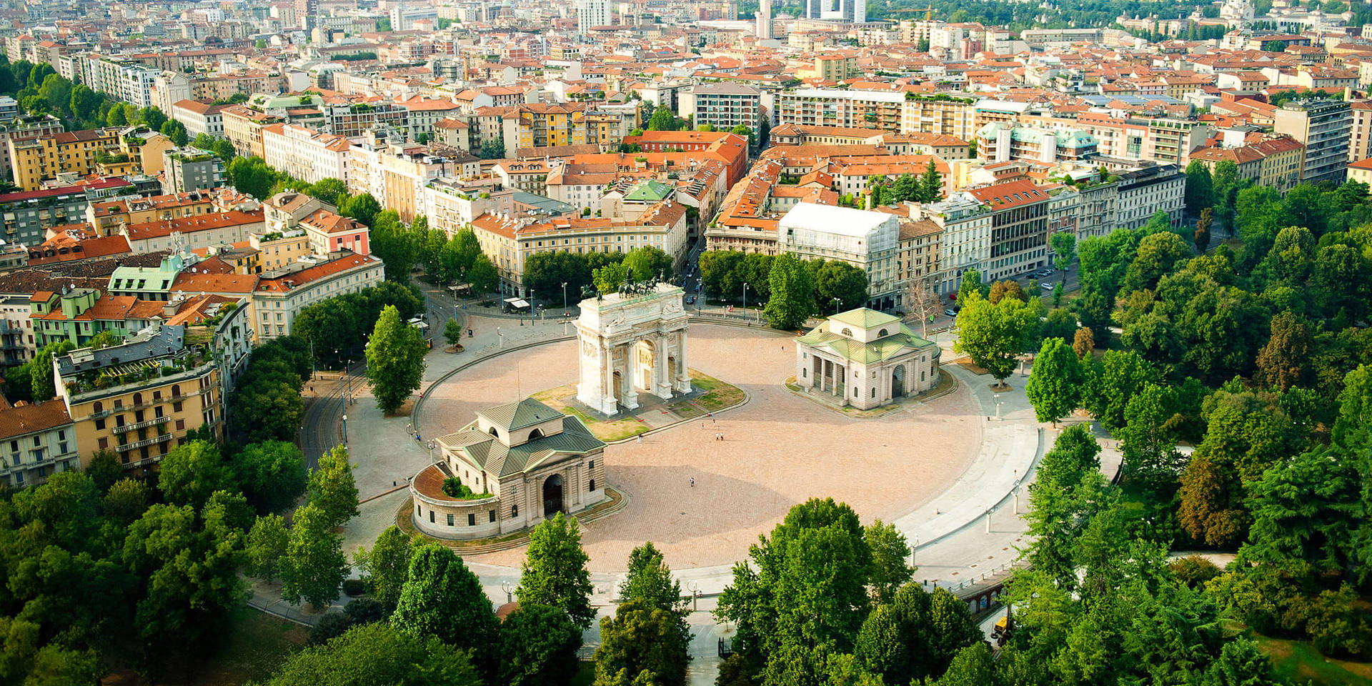 An Aerial View Of The Milan City Gate