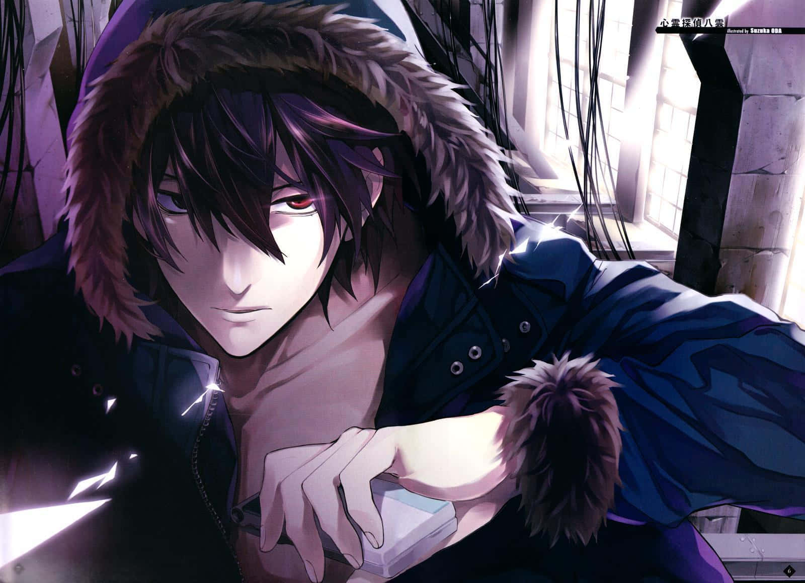 An Aesthetic Anime Guy Stares Longingly Towards The Setting Sun. Background