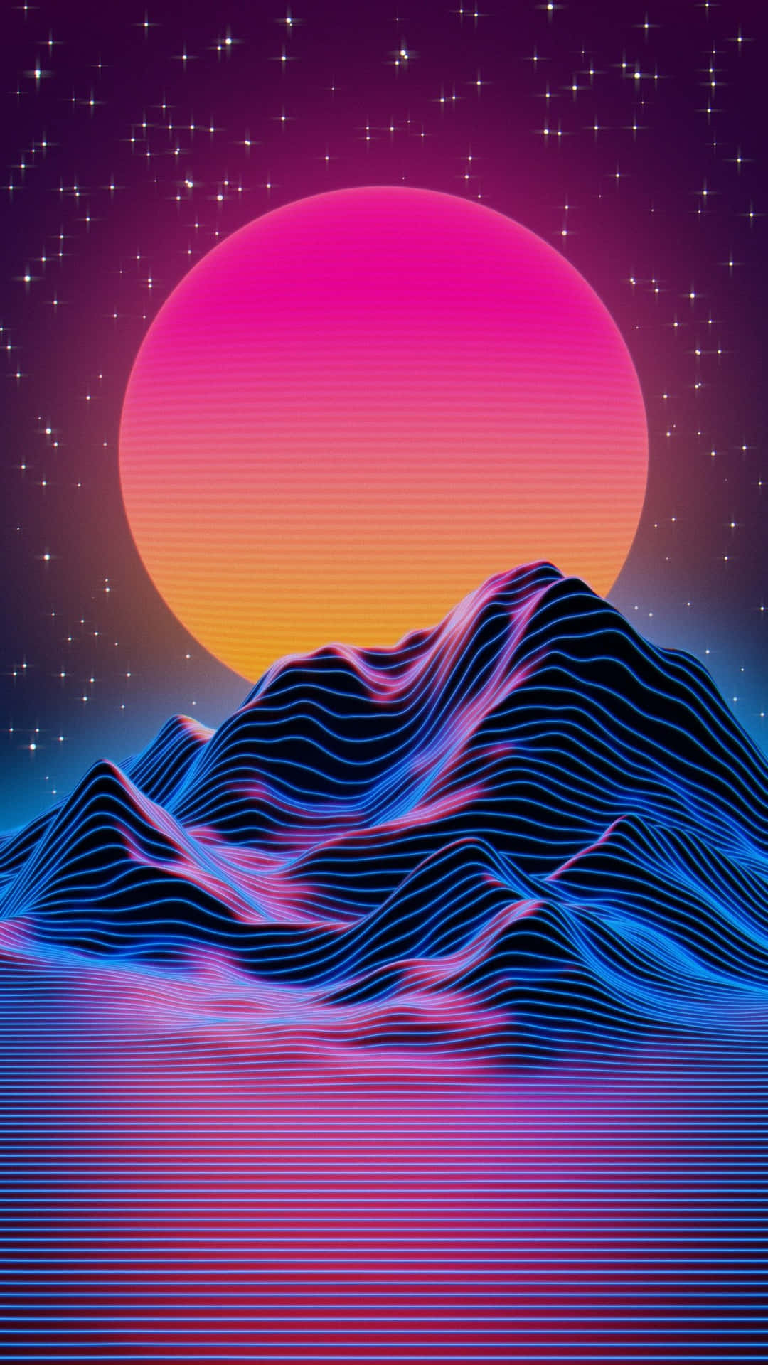 An Aesthetic Iphone With A Retro Vaporwave Style Background