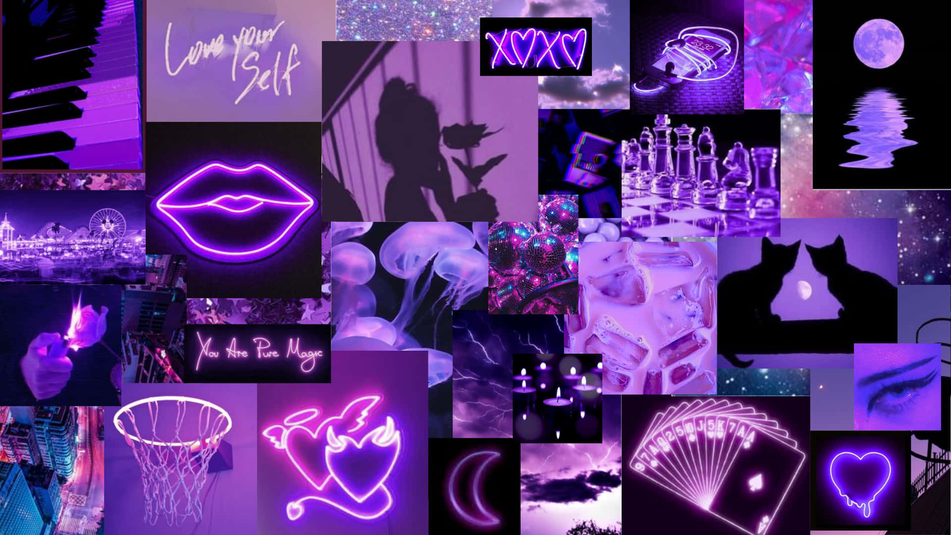 An Aesthetically Pleasing Computer Featuring A Purple Neon Glow Background