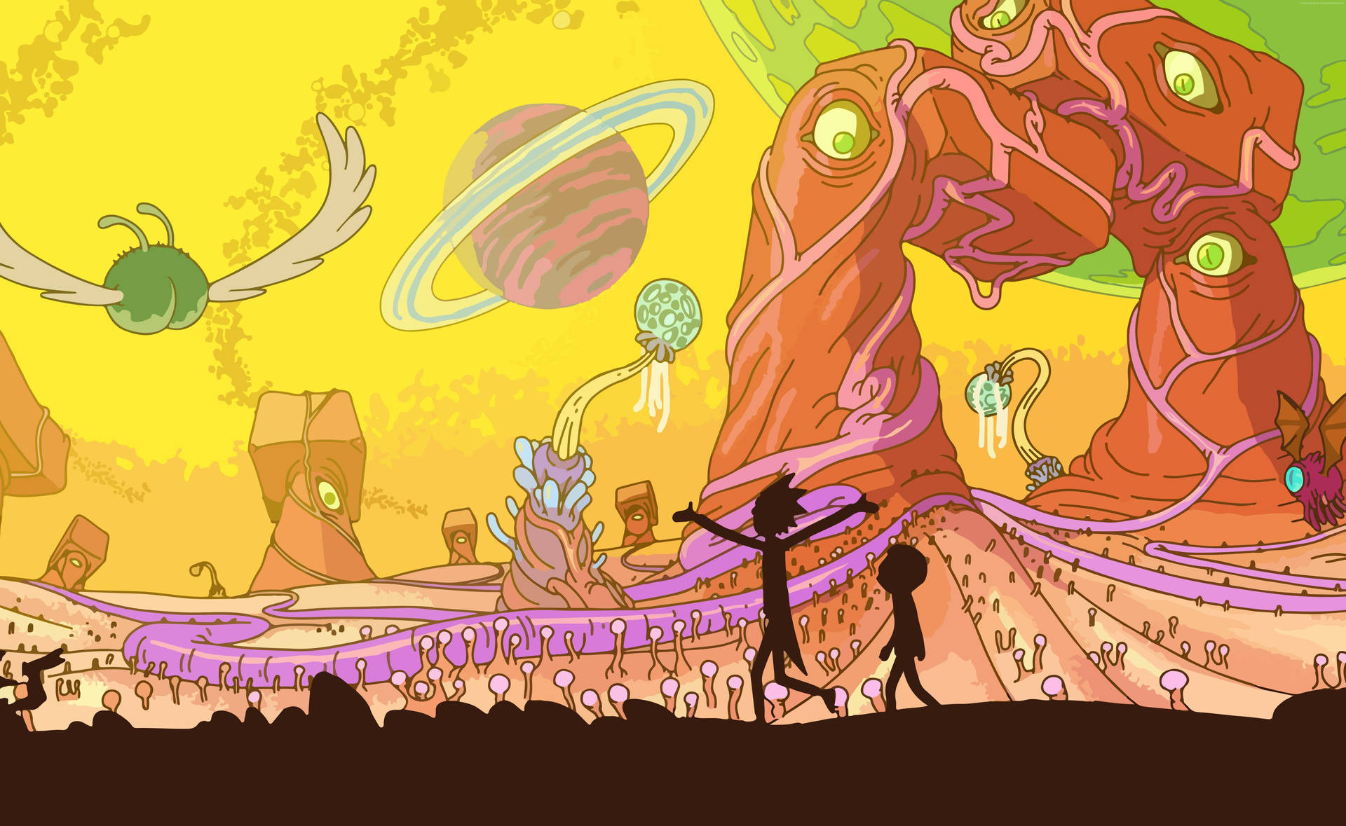 An Alien Store On A Distant Planet – Gozarpazorp In The Rick And Morty Universe Background