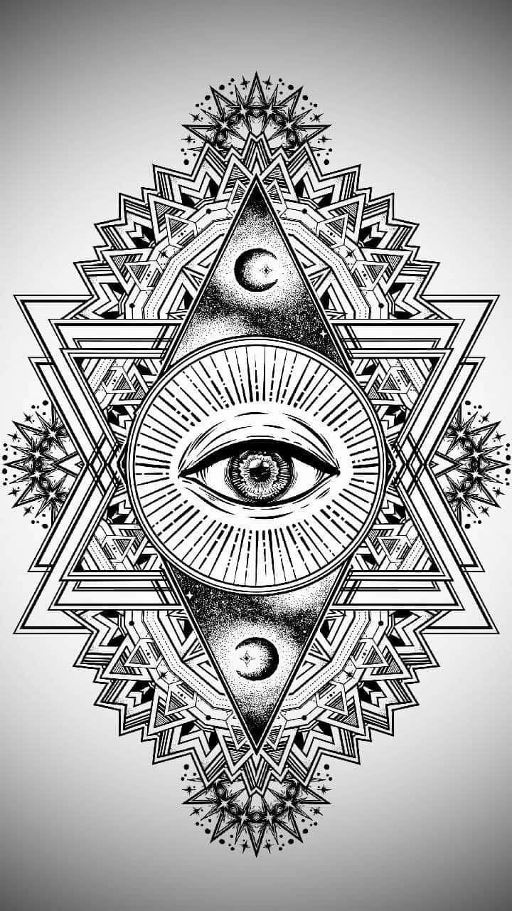 An All Seeing Eye In A Geometric Pattern Background
