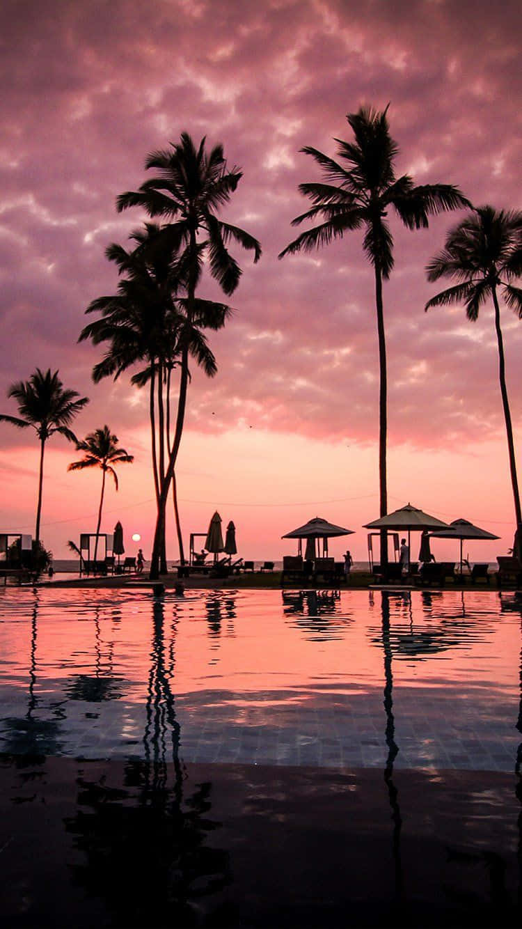 An Amazing Sunset Over The Beach Background