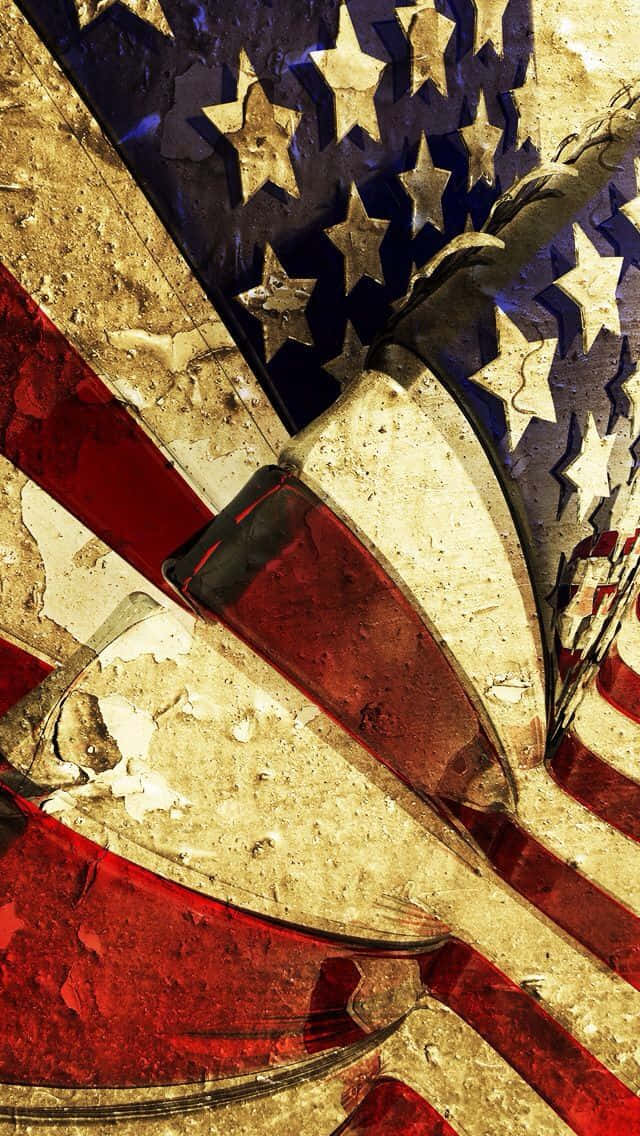 An American Flag With A Star On It Background