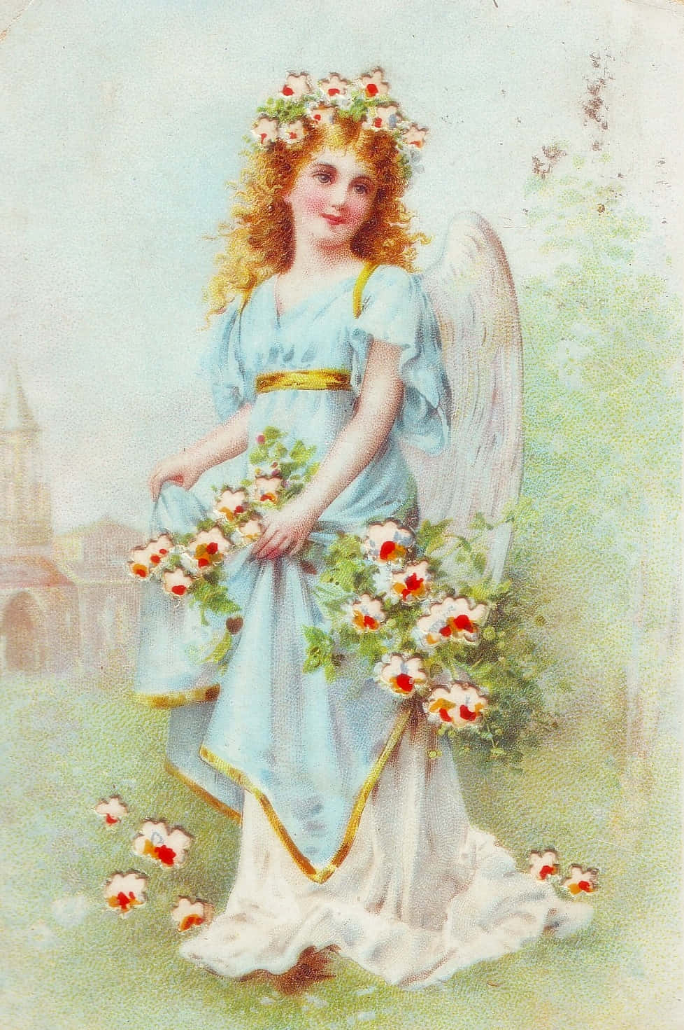 An Angelic Figure Watching Over A Tranquil Sky. Background