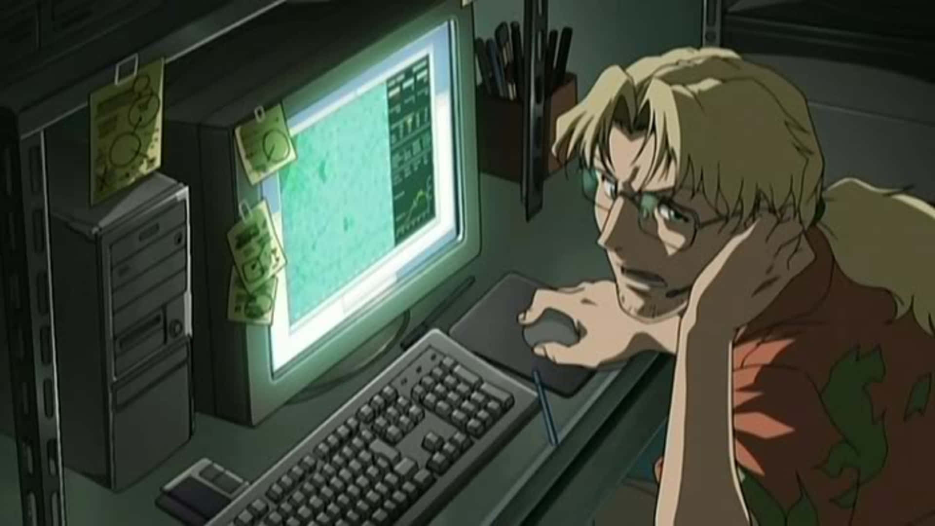 An Anime Boy Enjoys His Time Computer Gaming Background