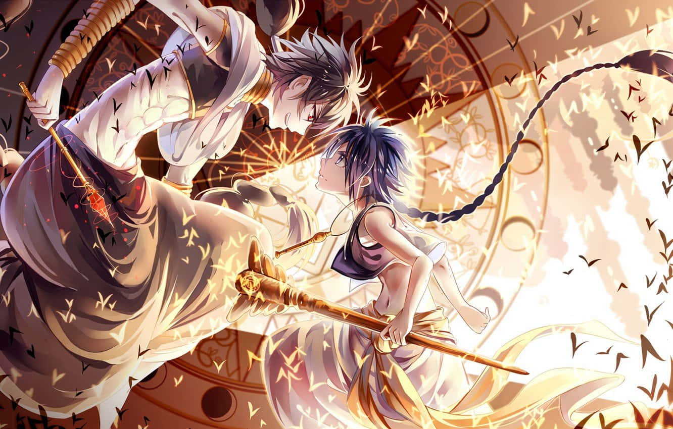 An Anime Character With The Color Of The Sun Background