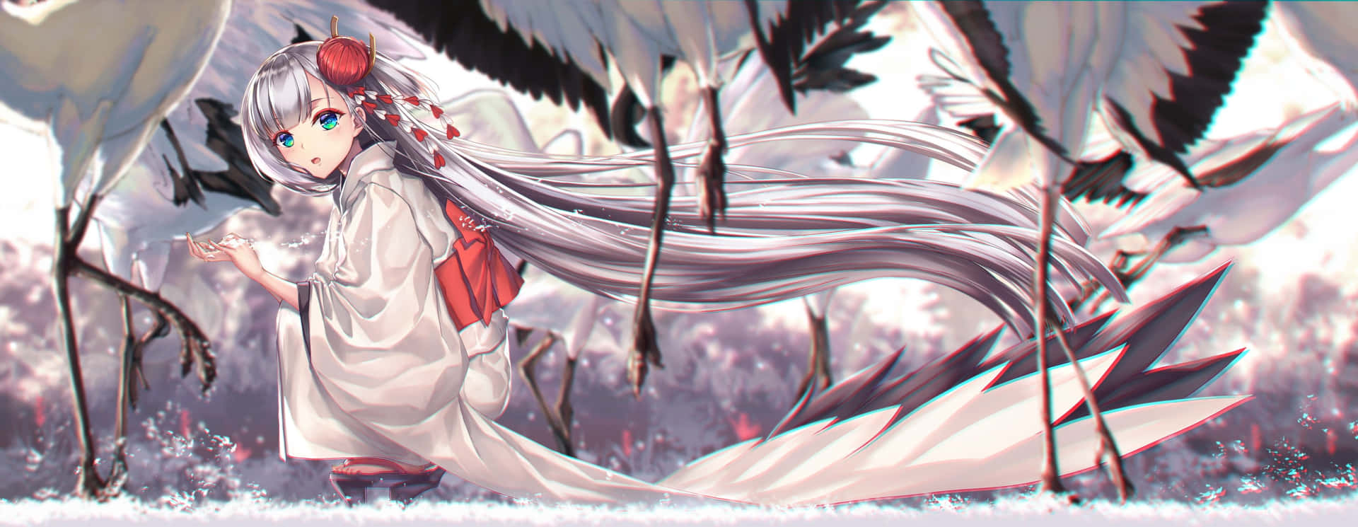 An Anime Girl In A Snow-filled Winter Wonderland Background