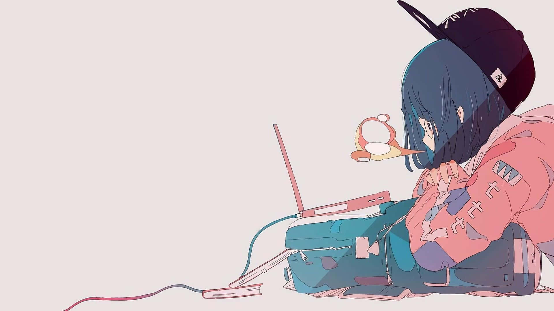 An Anime Girl With An Aesthetic Floral Background Background
