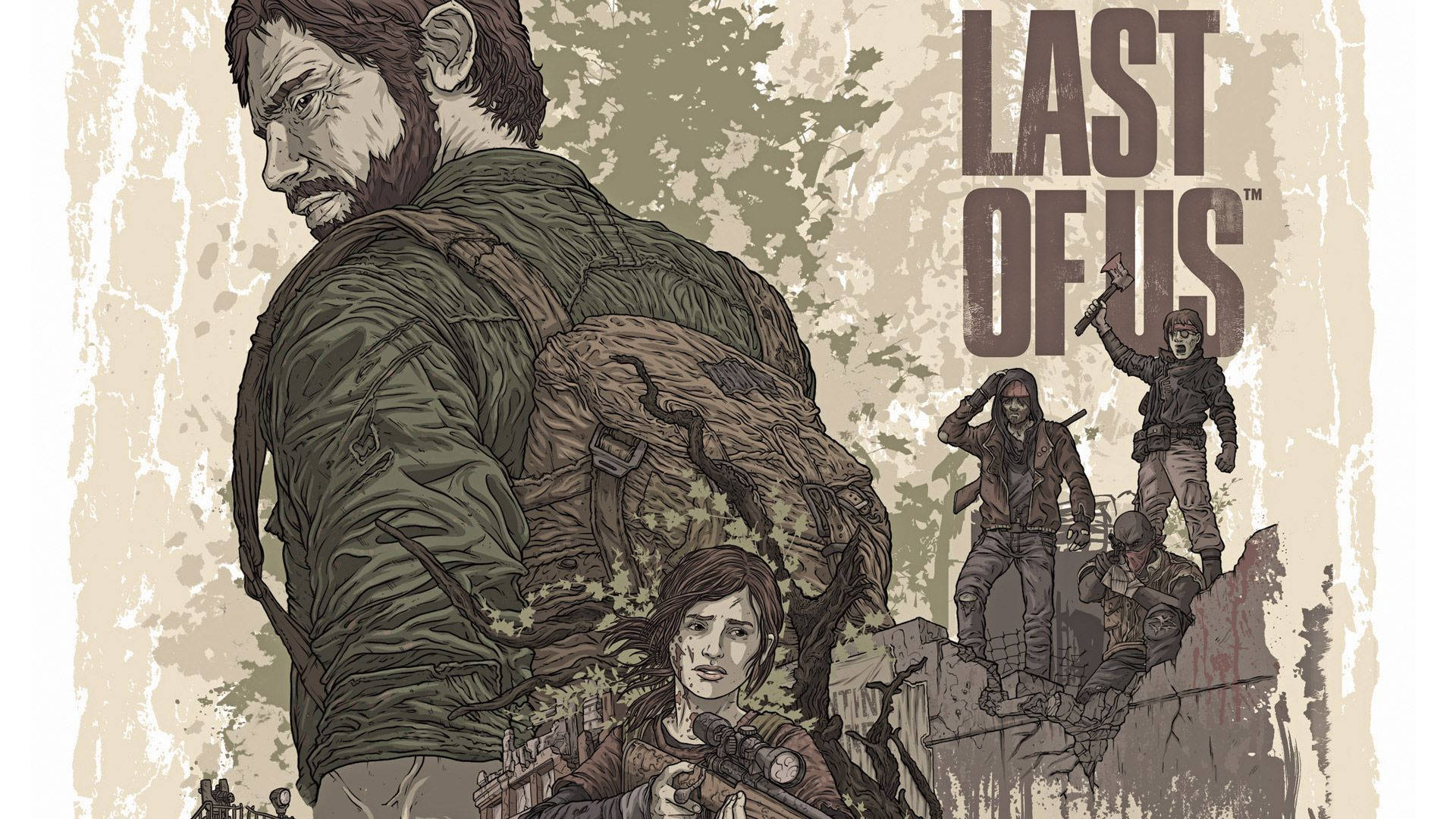 An Apocalyptic Digital Art Poster Of The Award-winning Game The Last Of Us Background
