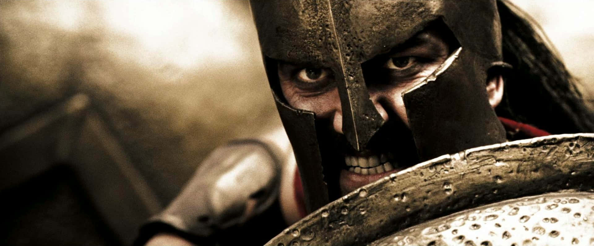 An Armored Spartan From The 300 Movie Background